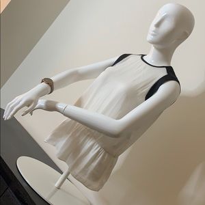 Zara black and white faux leather ruffle peplum